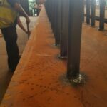metal floor decking with welded shear studs installation