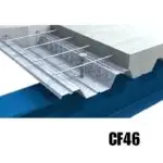 CF46 composite metal deck profile with shear studs and reinforcement in a concrete slab