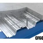 CF60 composite metal deck profile with shear studs and reinforcement in a concrete slab