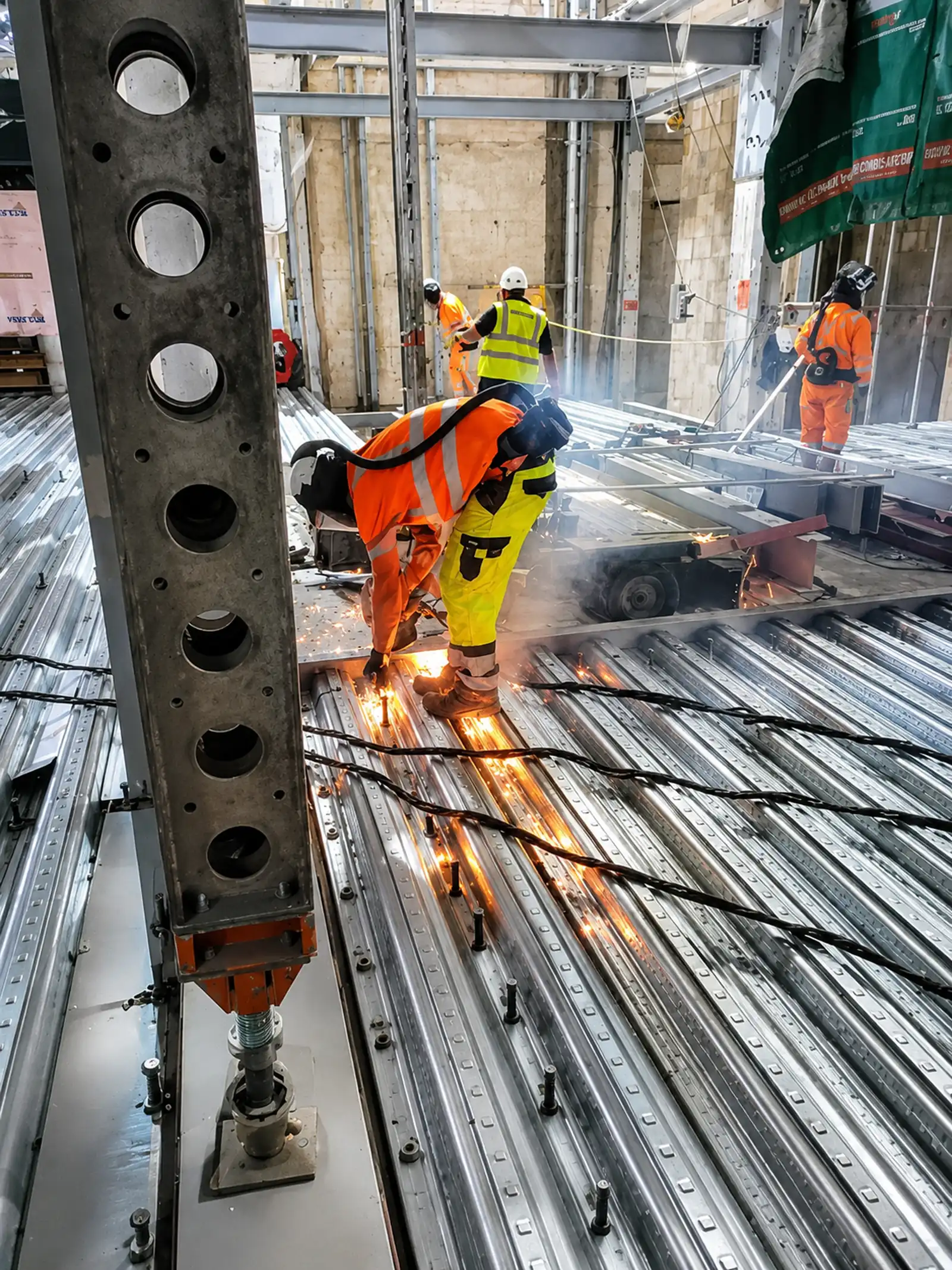 Stud welding on composite metal floor decking